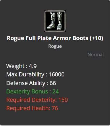 Rogue Full Plate Armor Boots +10