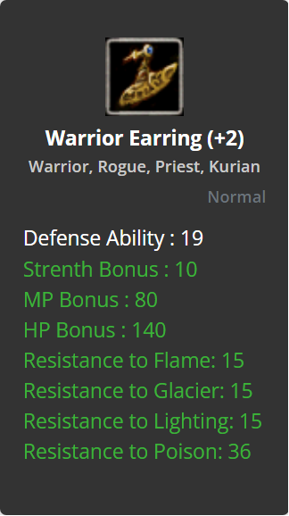 Warrior Earring +2